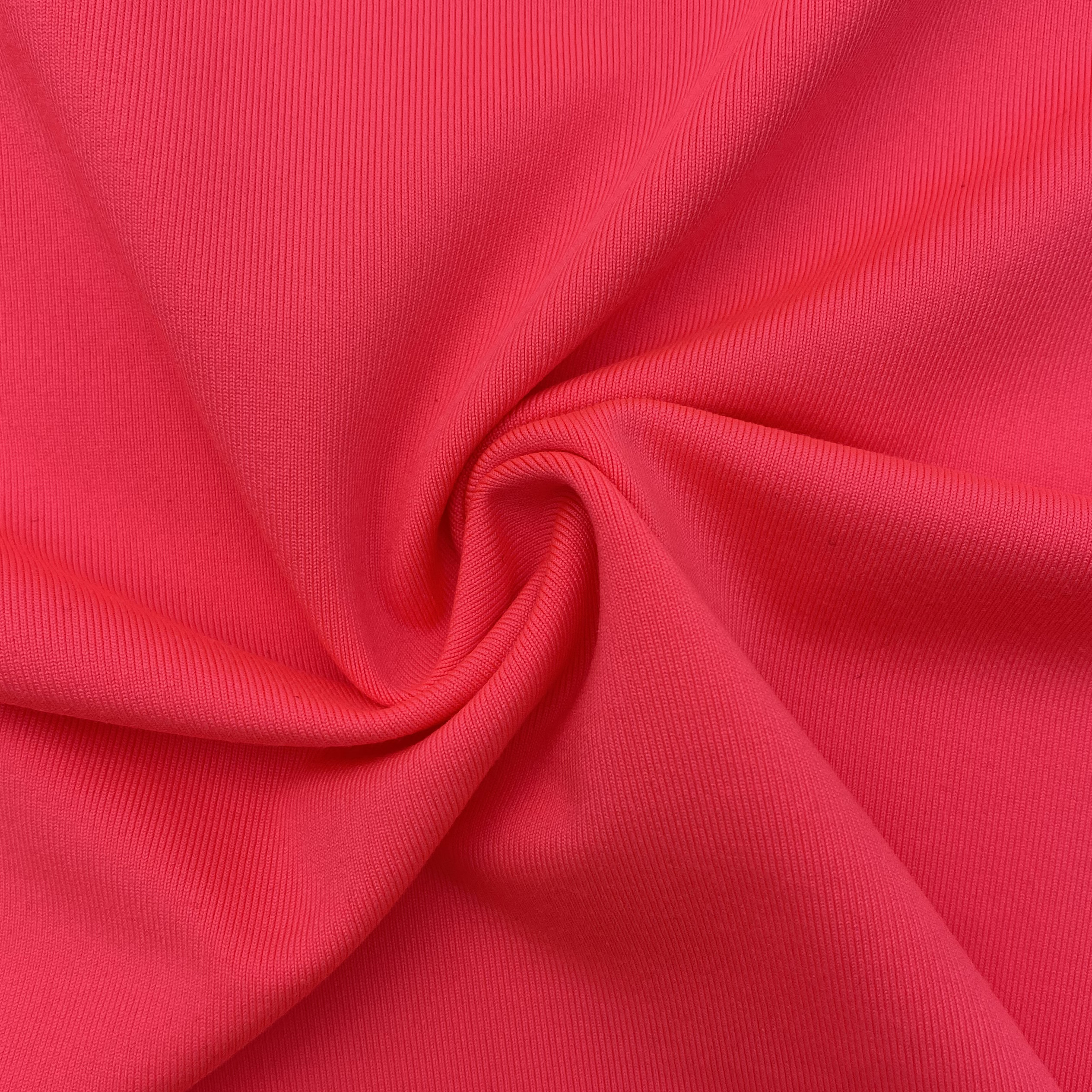 88% POLYESTER 12% SPANDEX VÆGT:200GSM BREDDE:155CM NEON PINK SINGLE JERSEY STOF